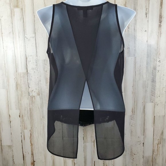 5/$25 Forever 21 Top XS Black Sequined Sheer Split Back Sleeveless Evening AM12 - Picture 4 of 5